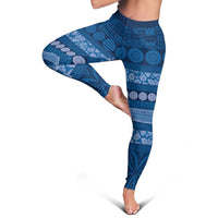 Fiji Marau na Kerisimasi Leggings Blue Tapa Masi Inspired Christmas LT9 - Polynesian Pride
