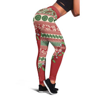 Fiji Marau na Kerisimasi Leggings Red Tagimoucia Tapa Masi Tribal LT9 - Polynesian Pride