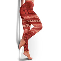 Fiji Marau na Kerisimasi Leggings Red Tapa Masi Inspired Christmas LT9 - Polynesian Pride