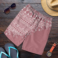 Fiji Marau na Kerisimasi Shorts for Men Dusty Rose Tagimoucia Tapa Masi Tribal - Polynesian Pride