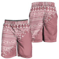Fiji Marau na Kerisimasi Shorts for Men Dusty Rose Tagimoucia Tapa Masi Tribal - Polynesian Pride