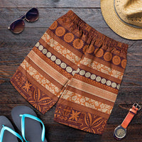 Fiji Marau na Kerisimasi Shorts for Men Gold Tapa Masi Inspired Christmas LT9 Gold - Polynesian Pride