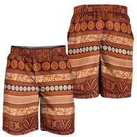 Fiji Marau na Kerisimasi Shorts for Men Gold Tapa Masi Inspired Christmas LT9 - Polynesian Pride