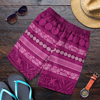 Fiji Marau na Kerisimasi Shorts for Men Pink Tapa Masi Inspired Christmas LT9 Pink - Polynesian Pride