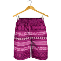 Fiji Marau na Kerisimasi Shorts for Men Pink Tapa Masi Inspired Christmas LT9 - Polynesian Pride