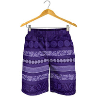 Fiji Marau na Kerisimasi Shorts for Men Purple Tapa Masi Inspired Christmas LT9 - Polynesian Pride