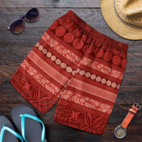 Fiji Marau na Kerisimasi Shorts for Men Red Tapa Masi Inspired Christmas LT9 Red - Polynesian Pride