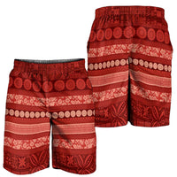 Fiji Marau na Kerisimasi Shorts for Men Red Tapa Masi Inspired Christmas LT9 - Polynesian Pride