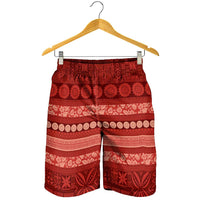 Fiji Marau na Kerisimasi Shorts for Men Red Tapa Masi Inspired Christmas LT9 - Polynesian Pride