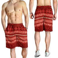 Fiji Marau na Kerisimasi Shorts for Men Red Tapa Masi Inspired Christmas LT9 - Polynesian Pride