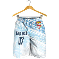 Fiji Rugby Custom Kaiviti Masi Shorts for Men Turquoise - Polynesian Pride