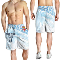 Fiji Rugby Custom Kaiviti Masi Shorts for Men Turquoise - Polynesian Pride