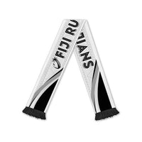 Fiji Tapa Rugby Ruffneck Scarf Go Flying Fijians LT14 Black Fringe One Size White - Polynesian Pride