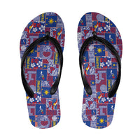 Filipino Maligayang Pasko Flip Flops Pacific Patchwork Xmas Vibes LT9 Blue - Polynesian Pride