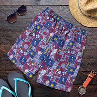 Filipino Maligayang Pasko Shorts for Men Pacific Patchwork Xmas Vibes LT9 Blue - Polynesian Pride