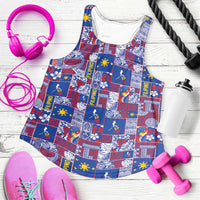 Filipino Maligayang Pasko Women Racerback Tank Pacific Patchwork Xmas Vibes LT9 Blue - Polynesian Pride