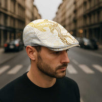 Gold and White Hawaii Jeff Hat Hammerhead Shark Tattoo Curve Polynesian - Polynesian Pride