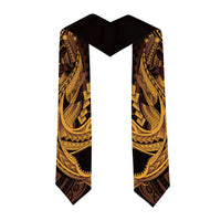 Gold Black Aloha Hawaii Graduation Stole Polynesian Shark Tattoo With Plumeria LT14 - Polynesian Pride