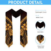 Gold Black Aloha Hawaii Graduation Stole Polynesian Shark Tattoo With Plumeria LT14 - Polynesian Pride