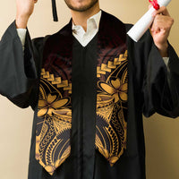 Gold Black Aloha Hawaii Graduation Stole Polynesian Shark Tattoo With Plumeria LT14 - Polynesian Pride