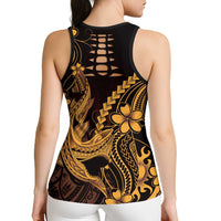 Gold Black Aloha Hawaii Hollow Tank Top Polynesian Shark Tattoo With Plumeria LT14 - Polynesian Pride