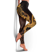Gold Black Aloha Hawaii Leggings - Polynesian Shark Tattoo With Plumeria LT14 - Polynesian Pride