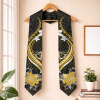 Gold Polynesian Pattern With Tropical Flowers Graduation Stole LT05 One Size Gold - Polynesian Pride