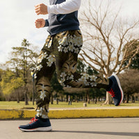 Gold Tropical Hawaii Jogger Pants Seamless Monstera Plumeria Hawaiian Pattern - Polynesian Pride