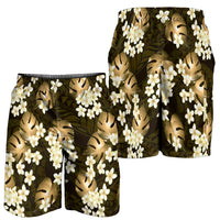 Gold Tropical Hawaii Shorts for Men Seamless Monstera Plumeria Hawaiian Pattern LT14 - Polynesian Pride