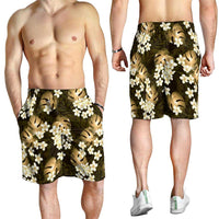 Gold Tropical Hawaii Shorts for Men Seamless Monstera Plumeria Hawaiian Pattern LT14 - Polynesian Pride