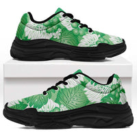 Green Aloha Hawaii Chunky Sneakers Monstera Hibiscus Plumeria Seamless Vibes - Polynesian Pride