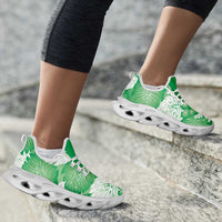 Green Aloha Hawaii Clunky Sneakers Monstera Hibiscus Plumeria Seamless Vibes - Polynesian Pride