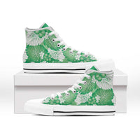 Green Aloha Hawaii High Top Shoes Monstera Hibiscus Plumeria Seamless Vibes - Polynesian Pride