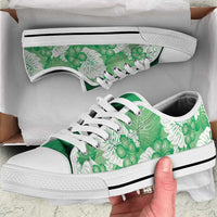Green Aloha Hawaii Low Top Shoes Monstera Hibiscus Plumeria Seamless Vibes - Polynesian Pride