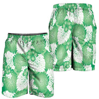 Green Aloha Hawaii Shorts for Men Monstera Hibiscus Plumeria Seamless Vibes LT14 - Polynesian Pride