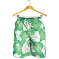 Green Aloha Hawaii Shorts for Men Monstera Hibiscus Plumeria Seamless Vibes LT14 - Polynesian Pride