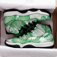 Green Aloha Hawaii Sneakers J11 Monstera Hibiscus Plumeria Seamless Vibes - Polynesian Pride
