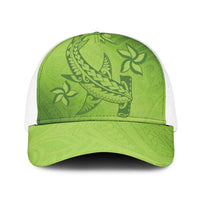 Green Gradient Polynesia Baseball Net Cap Hawaiian Tribal Hammerhead Shark Tattoo LT14 One Size White Green - Polynesian Pride