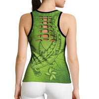 Green Gradient Polynesia Hollow Tank Top Hawaiian Tribal Hammerhead Shark Tattoo LT14 - Polynesian Pride