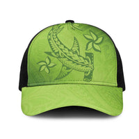 Green Gradient Polynesia Mesh Trucker Cap Hawaiian Tribal Hammerhead Shark Tattoo LT14 One Size Black Green - Polynesian Pride