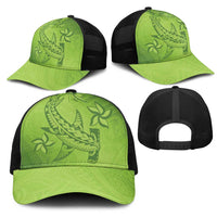 Green Gradient Polynesia Mesh Trucker Cap Hawaiian Tribal Hammerhead Shark Tattoo LT14 - Polynesian Pride