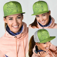 Green Gradient Polynesia Mesh Trucker Cap Hawaiian Tribal Hammerhead Shark Tattoo LT14 - Polynesian Pride