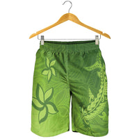 Green Gradient Polynesia Shorts for Men Hawaiian Tribal Hammerhead Shark Tattoo LT14 - Polynesian Pride