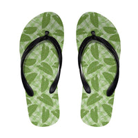 Green Hawaii Kalo Palaka Motifs Flip Flops Hawaiian Taro Leaves Elegant Vibes LT14 Green - Polynesian Pride