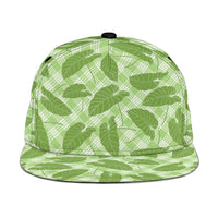 Green Hawaii Kalo Palaka Motifs Snapback Cap Hawaiian Taro Leaves Elegant Vibes LT14 One Size Green - Polynesian Pride