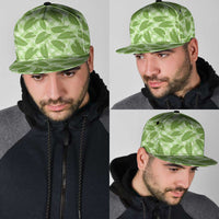 Green Hawaii Kalo Palaka Motifs Snapback Cap Hawaiian Taro Leaves Elegant Vibes LT14 - Polynesian Pride