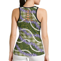 Green Hawaii Palaka Honohono Pikake Hollow Tank Top Hawaiian Orchid Lei Polynesian Pattern LT14 - Polynesian Pride