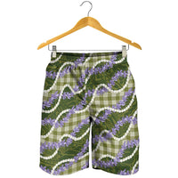 Green Hawaii Palaka Honohono Pikake Shorts for Men Hawaiian Orchid Lei Polynesian Pattern LT14 - Polynesian Pride