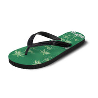 Green Hawaii Palm Tree Hibiscus Flip Flops Fantasy Summer Vibe