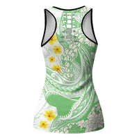 Green Hawaii Shark Tattoo Hollow Tank Top Puakenikeni Lei Plumeria Polynesian Pattern LT14 - Polynesian Pride